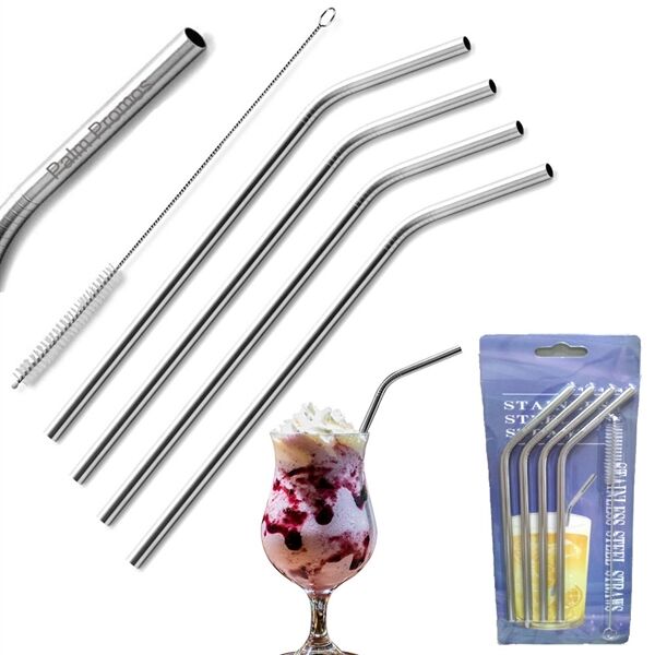 Stainless Steel Drinking Straws & Cleaning Brush Set