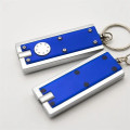 Slim rectangular flash light with swivel key chain