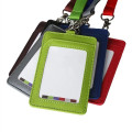 PU Leather Neck ID Card Holder With Nylon Lanyard