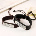 Leather Bracelet with Metal Plate