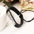 Leather Bracelet with Metal Plate