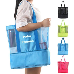 2 in 1 Mesh Beach Tote With Cooler
