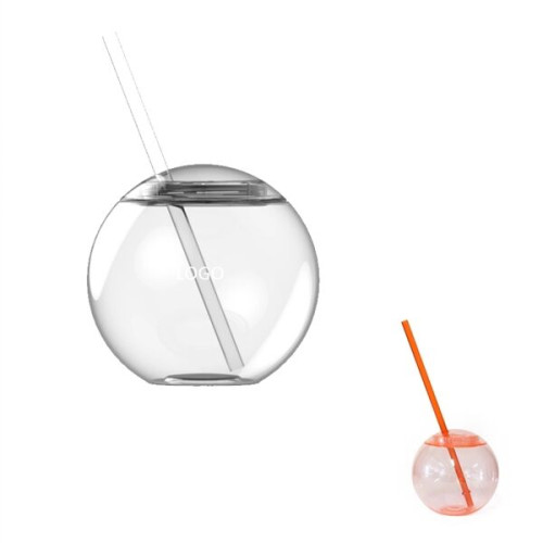 16 OZ Plastic Party Drinking Ball Cup with Straw
