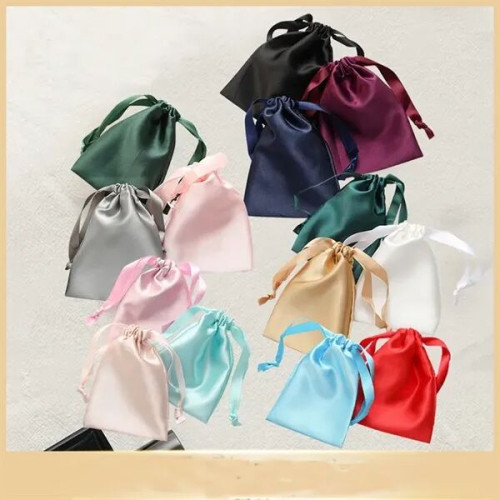 Simulated Silk Satin Drawstring Bag