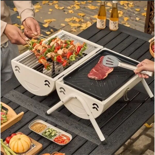Portable Barbecue Charcoal Grill With 3-Piece BBQ Utensil