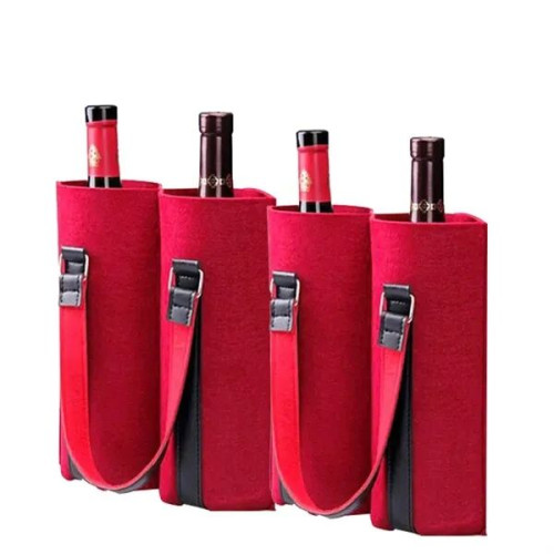 Felt 2-Bottle Wine Carrier Tote Gift Bag
