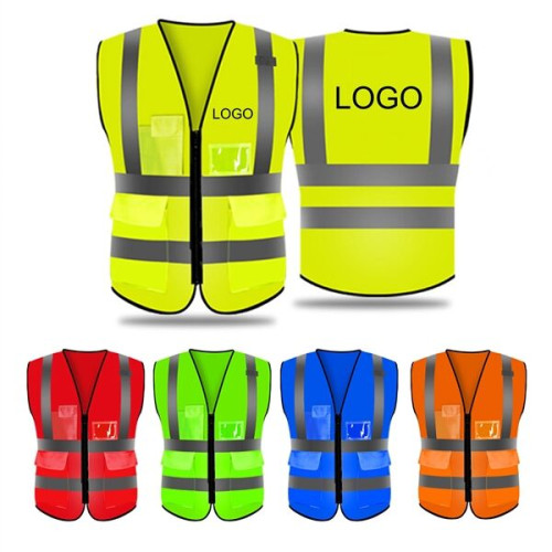 Reflective Vest with Pockets and Zipper