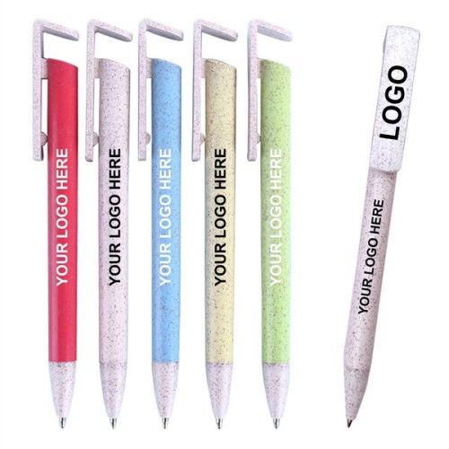 Wheat Straw Ballpoint Pen with Phone Holder